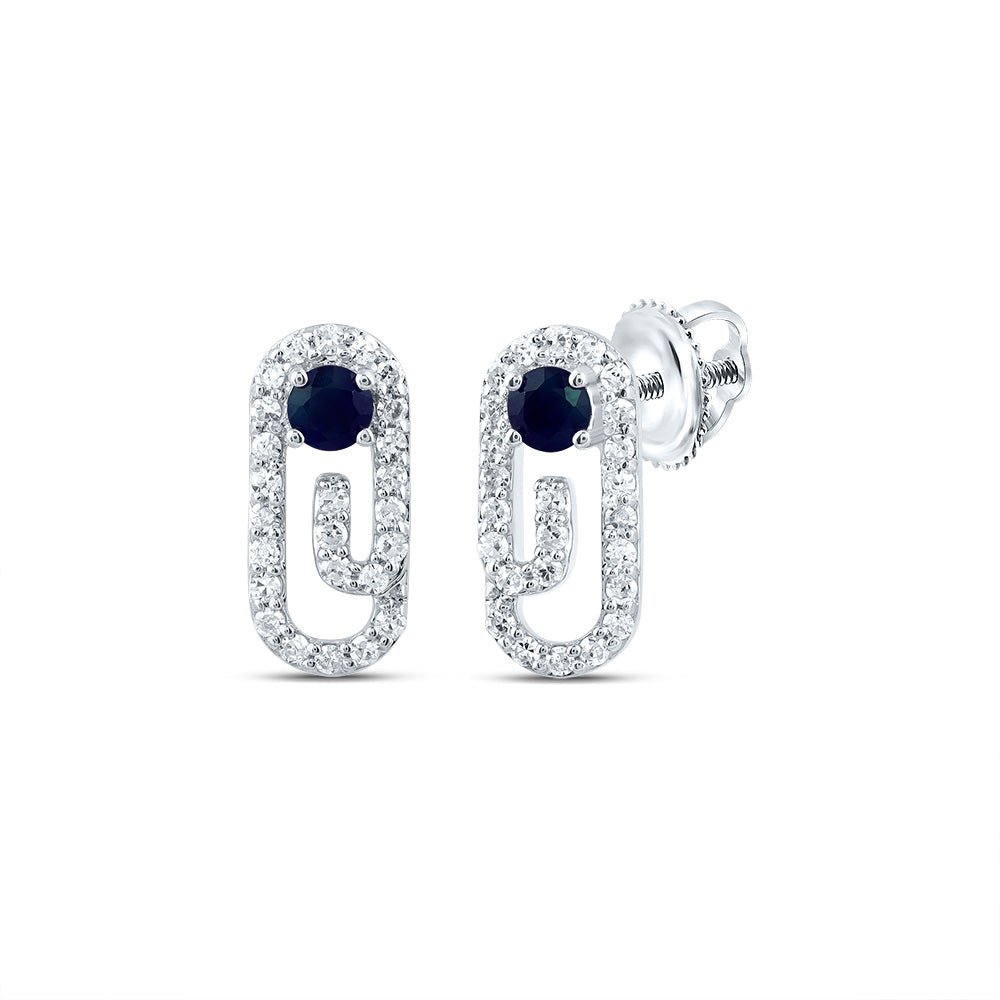 10K White Gold Blue Sapphire Stud Earrings 1/5 Cttw - Splendid Jewellery