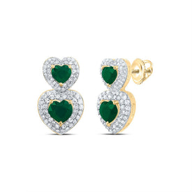 Emerald Earrings in 14K Yellow Gold with Fine Detail - Splendid Jewellery