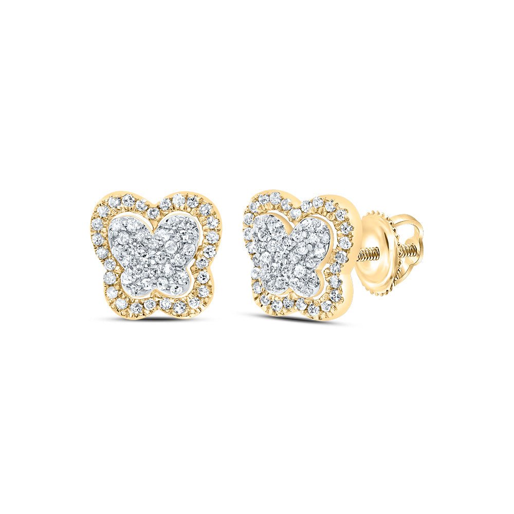 10K Yellow Gold Gift - Ready Diamond Earrings with Fine Detail - Splendid Jewellery