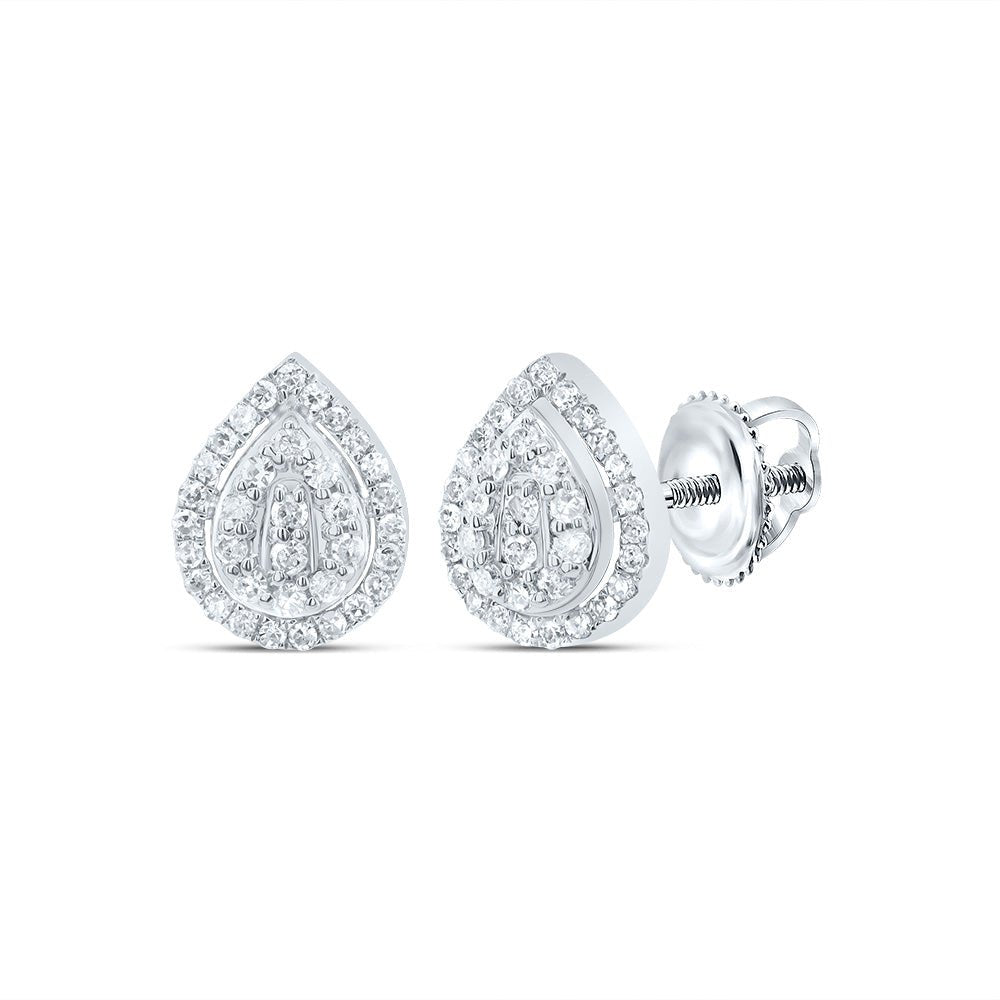 10K White Gold Pear Diamond Stud Earrings - Splendid Jewellery