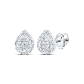 10K White Gold Pear Diamond Stud Earrings - Splendid Jewellery