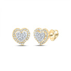 Heart Diamond Earrings in 10K Yellow Gold with Fine Detail - Splendid Jewellery