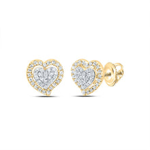 Load image into Gallery viewer, Heart Diamond Earrings in 10K Yellow Gold with Fine Detail - Splendid Jewellery