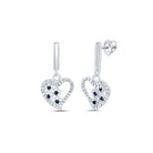 10K White Gold Gift - Ready Blue Sapphire Earrings with Fine Detail - Splendid Jewellery