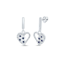 Load image into Gallery viewer, 10K White Gold Gift - Ready Blue Sapphire Earrings with Fine Detail - Splendid Jewellery