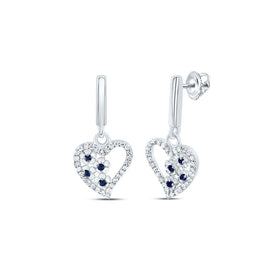 10K White Gold Gift - Ready Blue Sapphire Earrings with Fine Detail - Splendid Jewellery