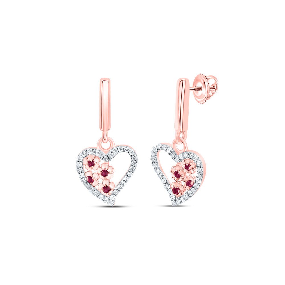 10K Rose Gold Heart Ruby Earrings - Splendid Jewellery