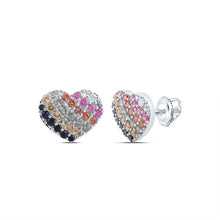 Load image into Gallery viewer, 14K White Gold Sapphire Stud Earrings 1/20 Cttw - Splendid Jewellery