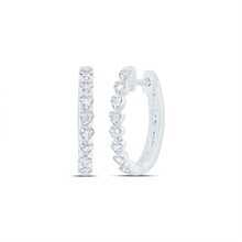 Load image into Gallery viewer, 10K White Gold Heart Diamond Hoop Earrings - Splendid Jewellery