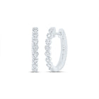 10K White Gold Heart Diamond Hoop Earrings - Splendid Jewellery