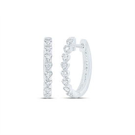 10K White Gold Heart Diamond Hoop Earrings - Splendid Jewellery