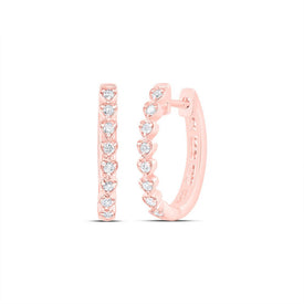 10K Rose Gold Heart Diamond Hoop Earrings - Splendid Jewellery