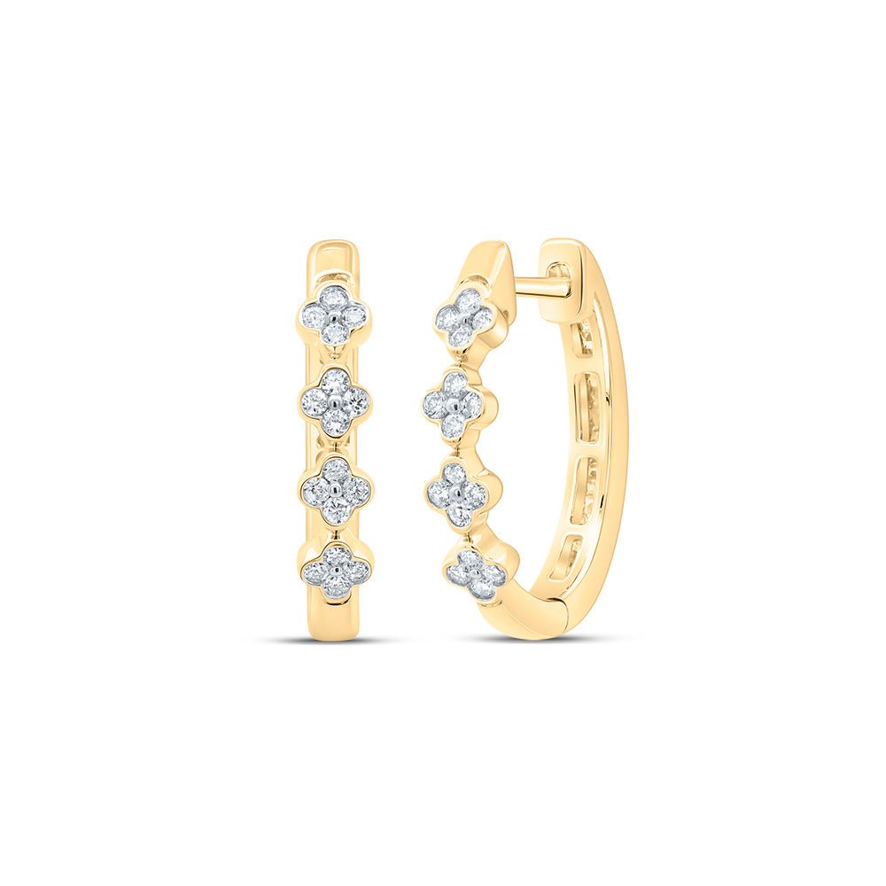 10K Yellow Gold Diamond Hoop Earrings 3/8 Cttw - Splendid Jewellery