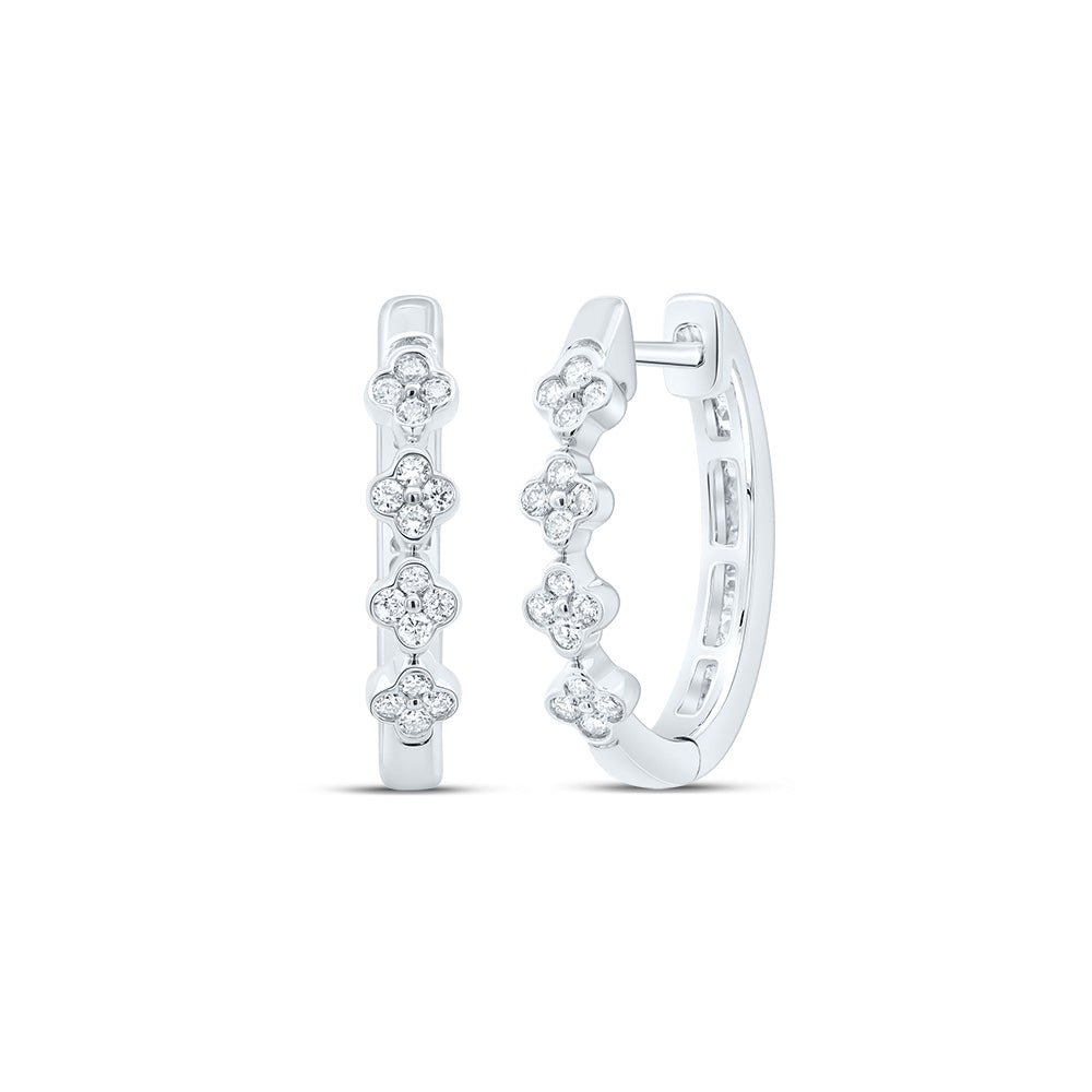 10K White Gold Diamond Hoop Earrings - Splendid Jewellery