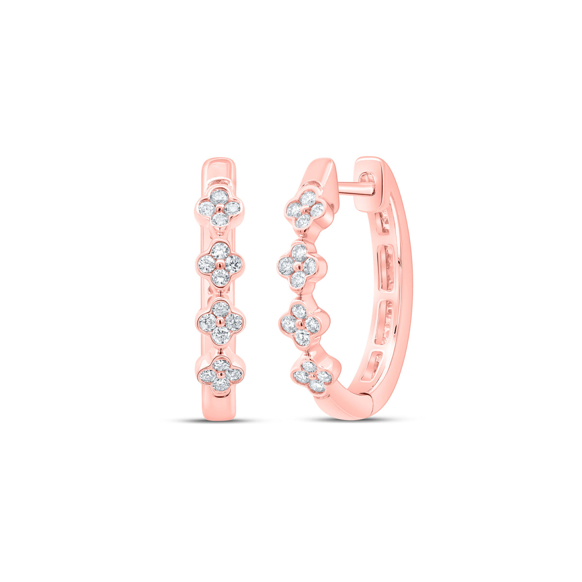 10K Rose Gold Gift - Ready Diamond Earrings with Elegant Styling - Splendid Jewellery