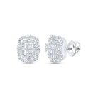 10K White Gold Elegant Stud Earrings with Emerald - Splendid Jewellery