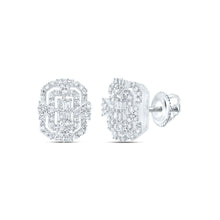 Load image into Gallery viewer, 10K White Gold Elegant Stud Earrings with Emerald - Splendid Jewellery