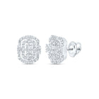 10K White Gold Elegant Stud Earrings with Emerald - Splendid Jewellery