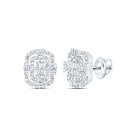 10K White Gold Elegant Stud Earrings with Emerald - Splendid Jewellery