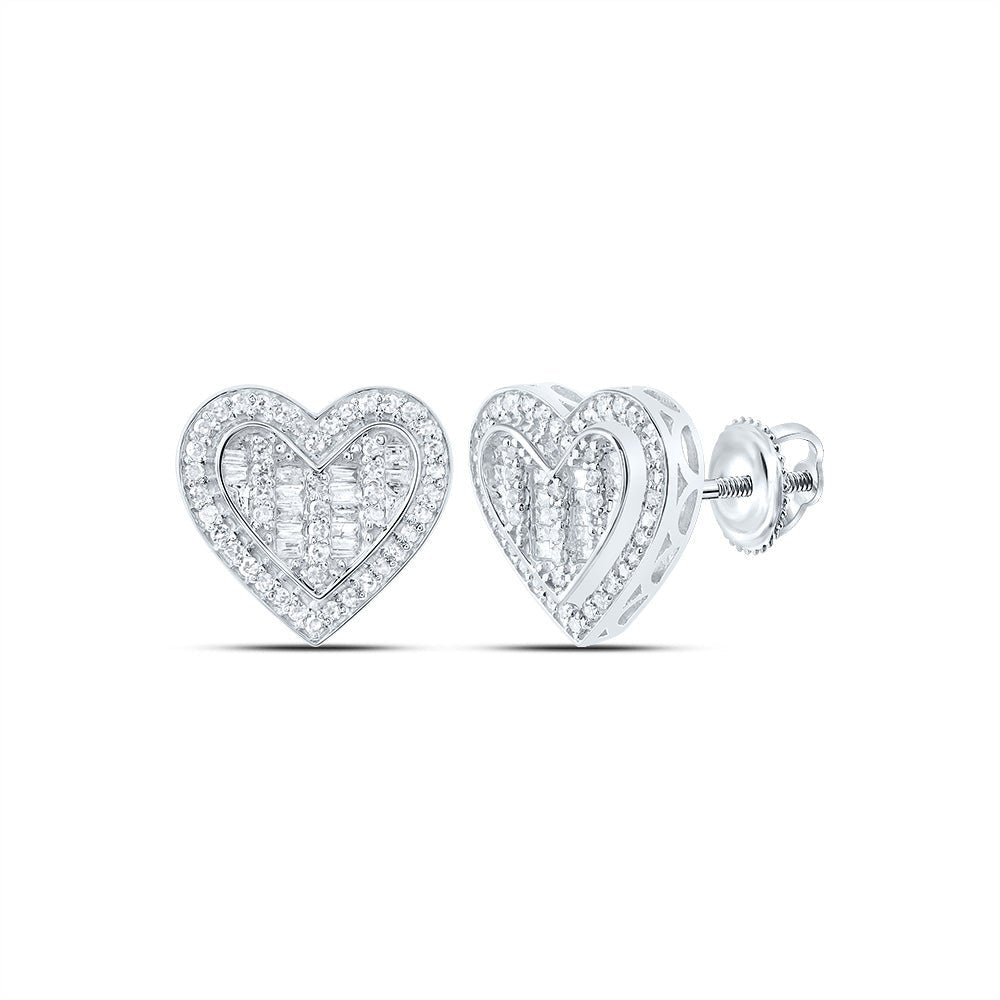 10K White Gold Elegant Stud Earrings with Diamond with Elegant Styling - Splendid Jewellery