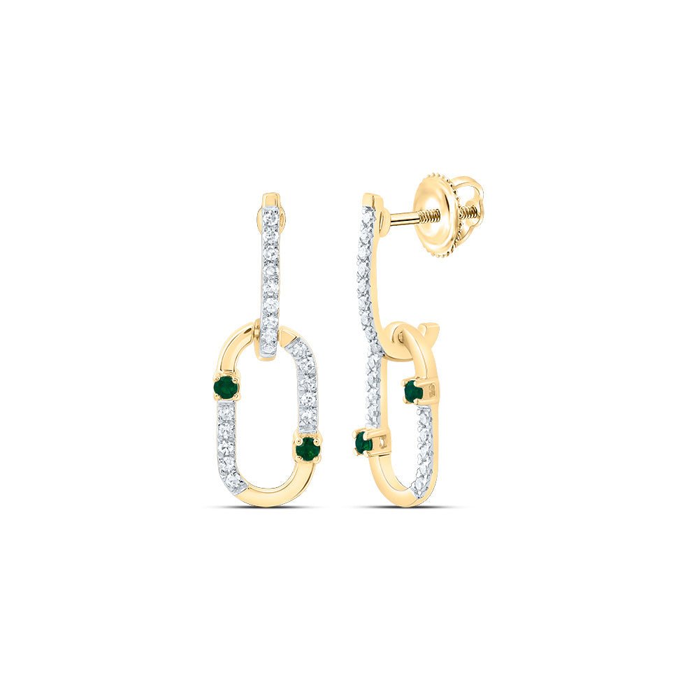 14K Yellow Gold Luxury Emerald Earrings with Fine Detail - Splendid Jewellery