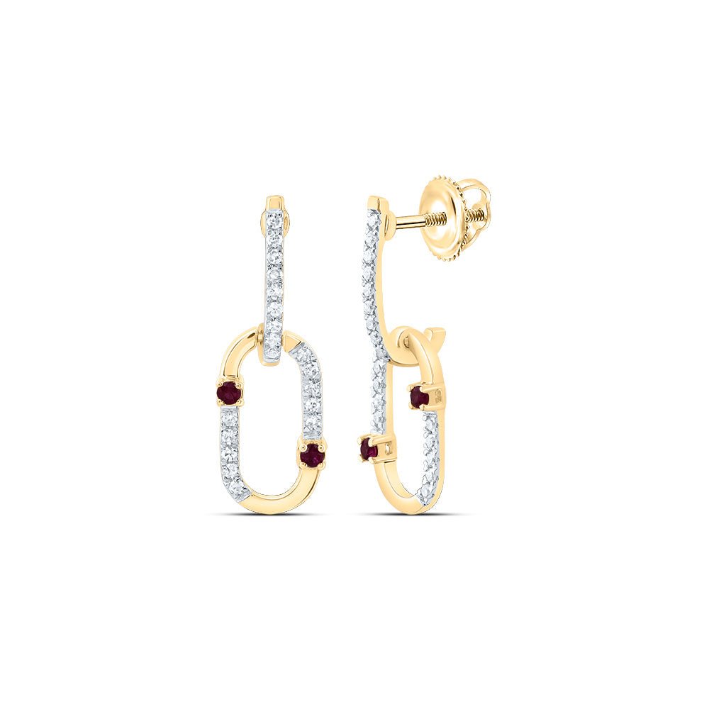 14K Yellow Gold Ruby Earrings with Elegant Styling - Splendid Jewellery