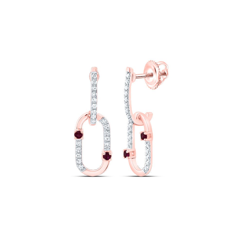 14K Rose Gold Elegant Earrings with Ruby - Splendid Jewellery