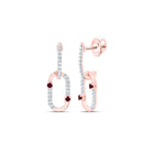 14K Rose Gold Elegant Earrings with Ruby - Splendid Jewellery