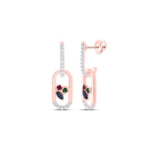 Load image into Gallery viewer, 14K Rose Gold Blue Sapphire Earrings 1/10 Cttw - Splendid Jewellery