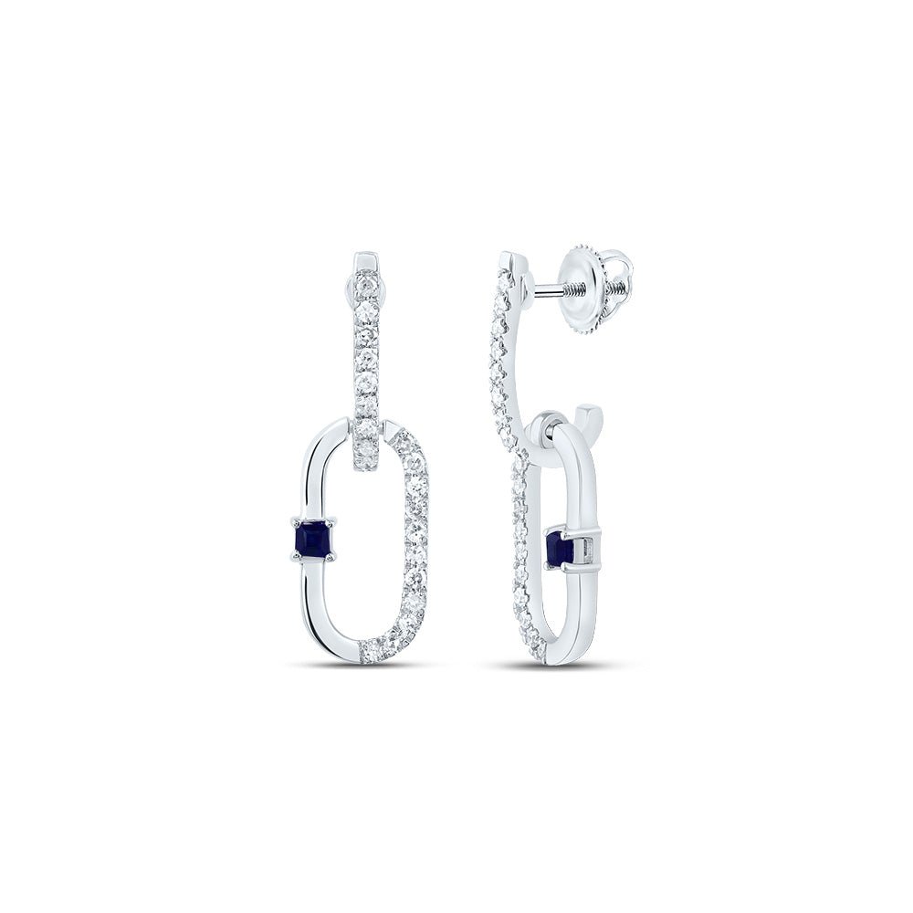 14K White Gold Luxury Blue Sapphire Earrings - Splendid Jewellery