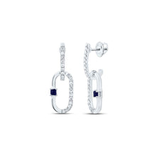 Load image into Gallery viewer, 14K White Gold Luxury Blue Sapphire Earrings - Splendid Jewellery