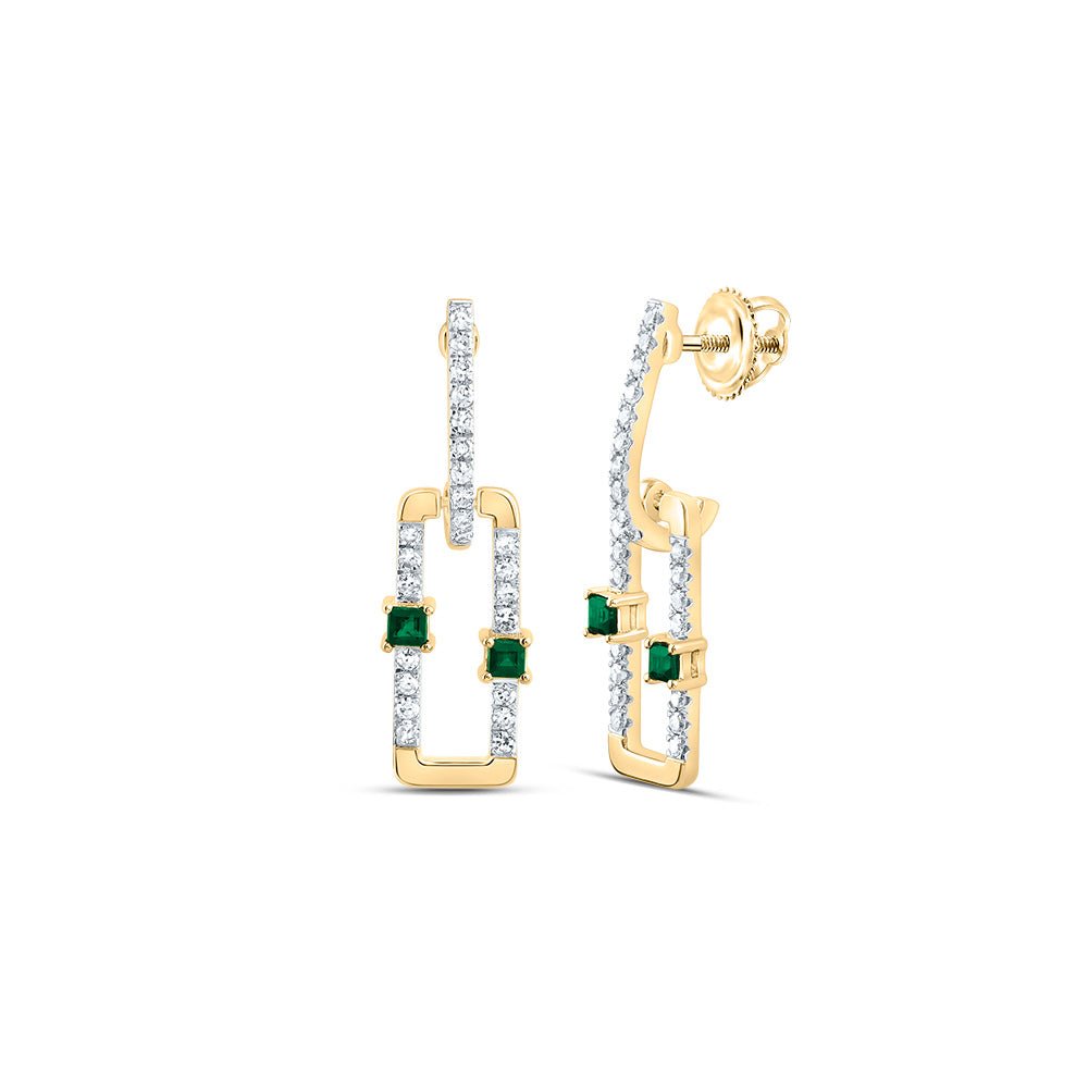 14K Yellow Gold Gift - Ready Emerald Earrings Gift Edition - Splendid Jewellery