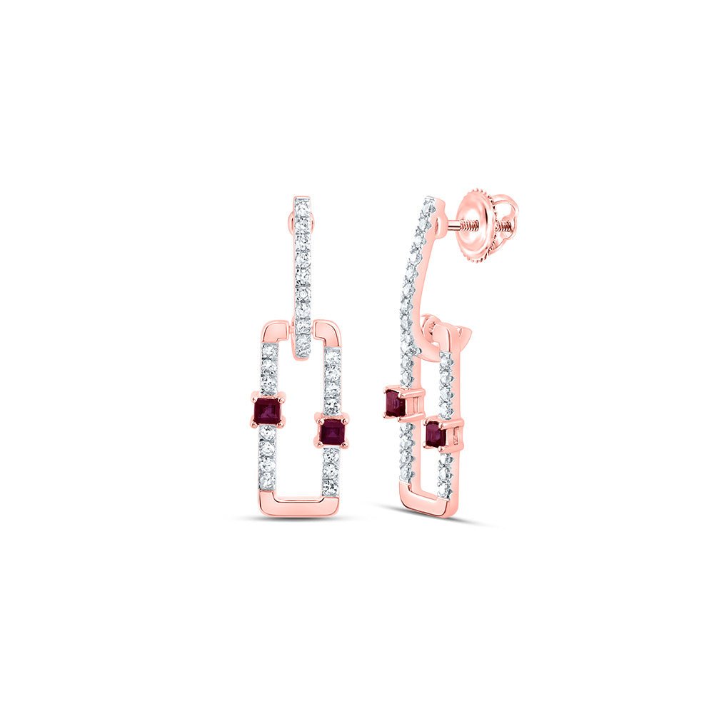14K Rose Gold Luxury Ruby Earrings - Splendid Jewellery
