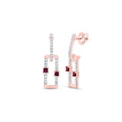 14K Rose Gold Luxury Ruby Earrings - Splendid Jewellery