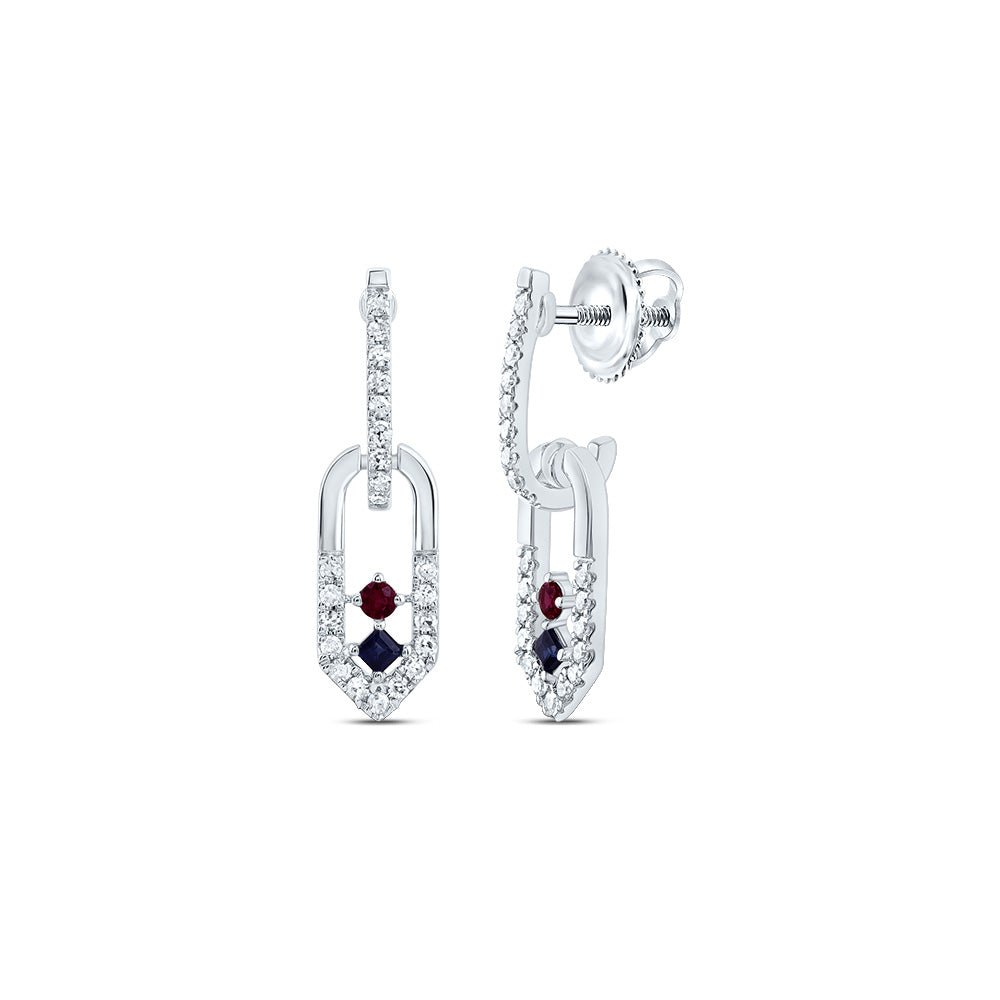 14K White Gold Elegant Earrings with Ruby - Splendid Jewellery