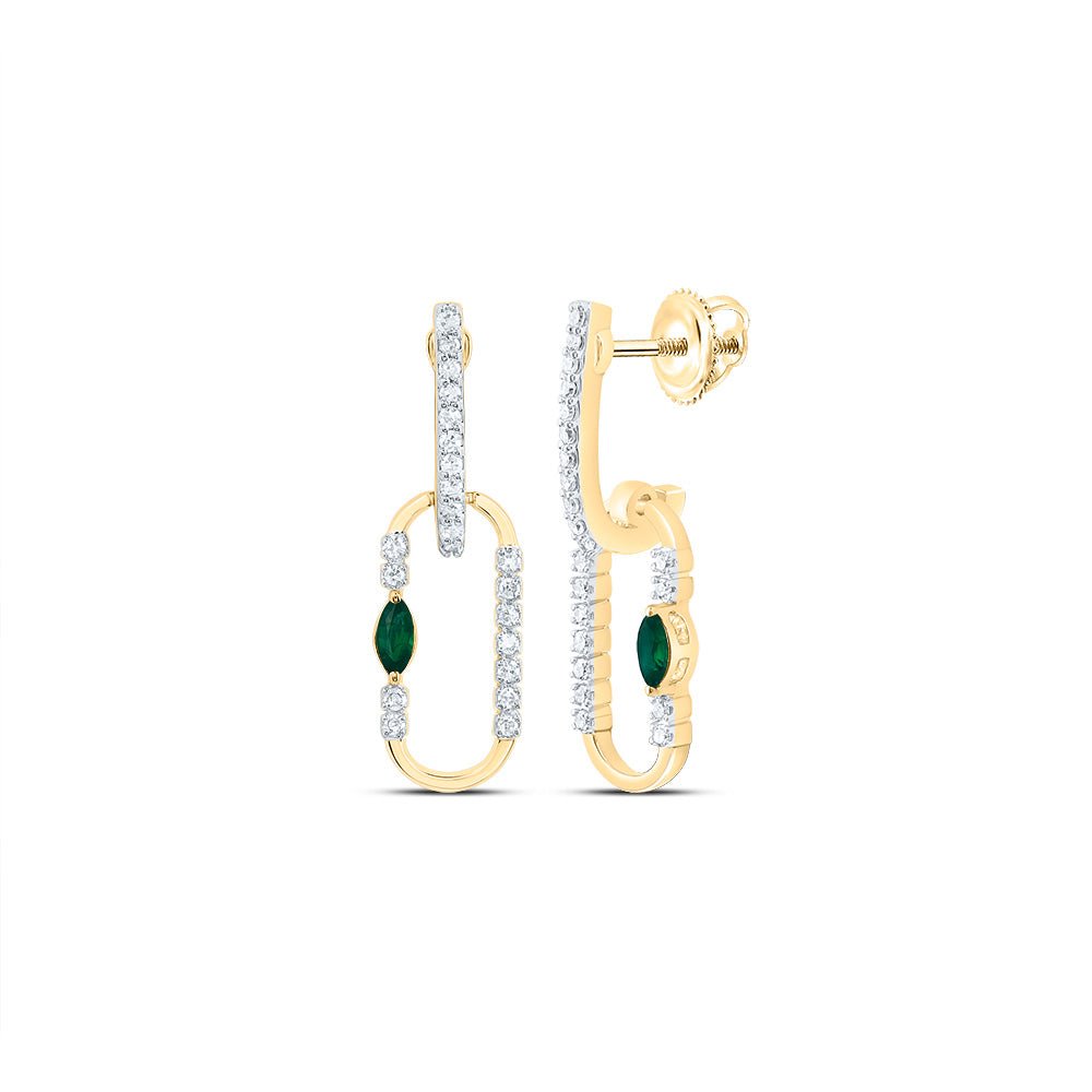 14K Yellow Gold Emerald Earrings - Splendid Jewellery