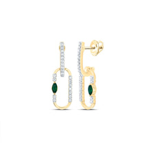 Load image into Gallery viewer, 14K Yellow Gold Emerald Earrings - Splendid Jewellery