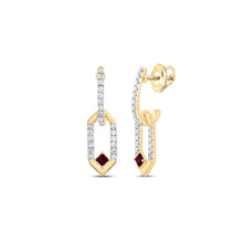 Load image into Gallery viewer, 14K Yellow Gold Modern Ruby Earrings - Splendid Jewellery