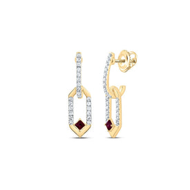 14K Yellow Gold Modern Ruby Earrings - Splendid Jewellery