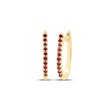 Load image into Gallery viewer, 10K Yellow Gold Luxury Ruby Hoop Earrings - Splendid Jewellery
