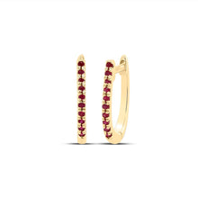 Load image into Gallery viewer, 14K Yellow Gold Luxury Ruby Hoop Earrings - Splendid Jewellery