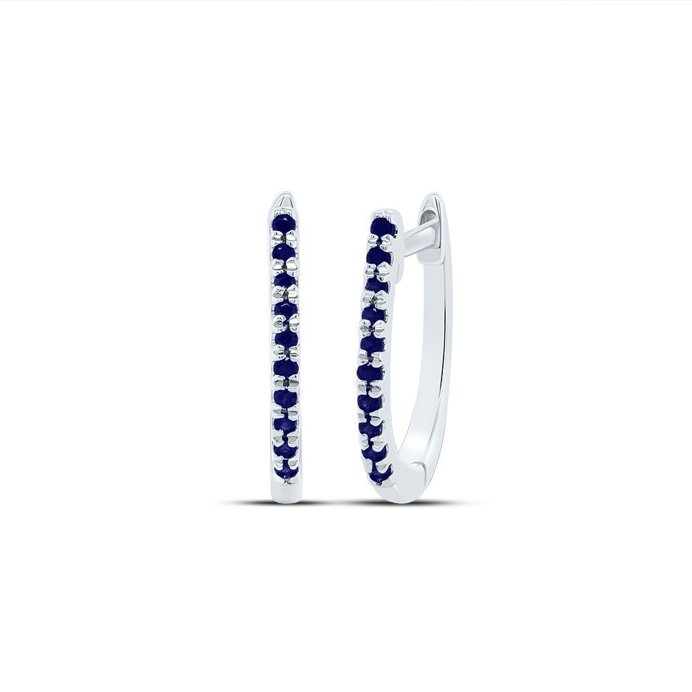 14K White Gold Gift - Ready Blue Sapphire Earrings for Everyday Wear - Splendid Jewellery