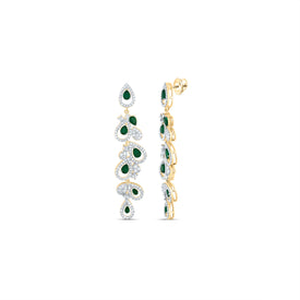 14K Yellow Gold Elegant Earrings with Emerald Gift Edition - Splendid Jewellery