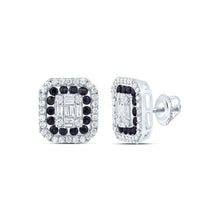 Load image into Gallery viewer, 14K White Gold Modern Blue Sapphire Earrings with Fine Detail - Splendid Jewellery