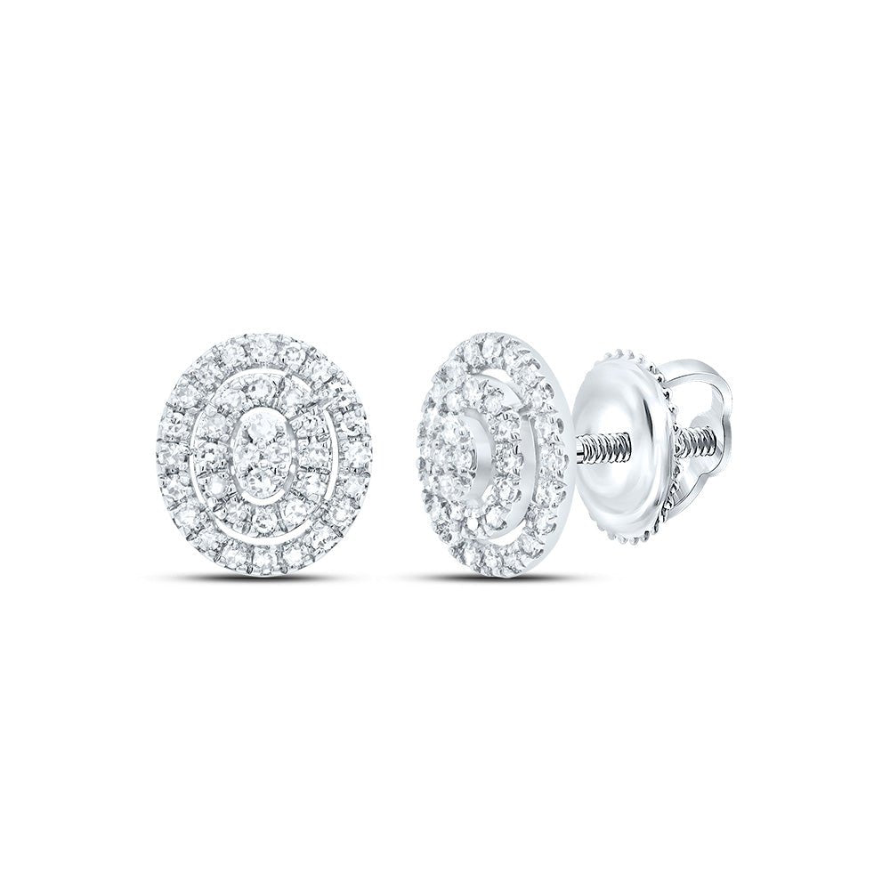 10K White Gold Gift - Ready Diamond Earrings with Fine Detail - Splendid Jewellery