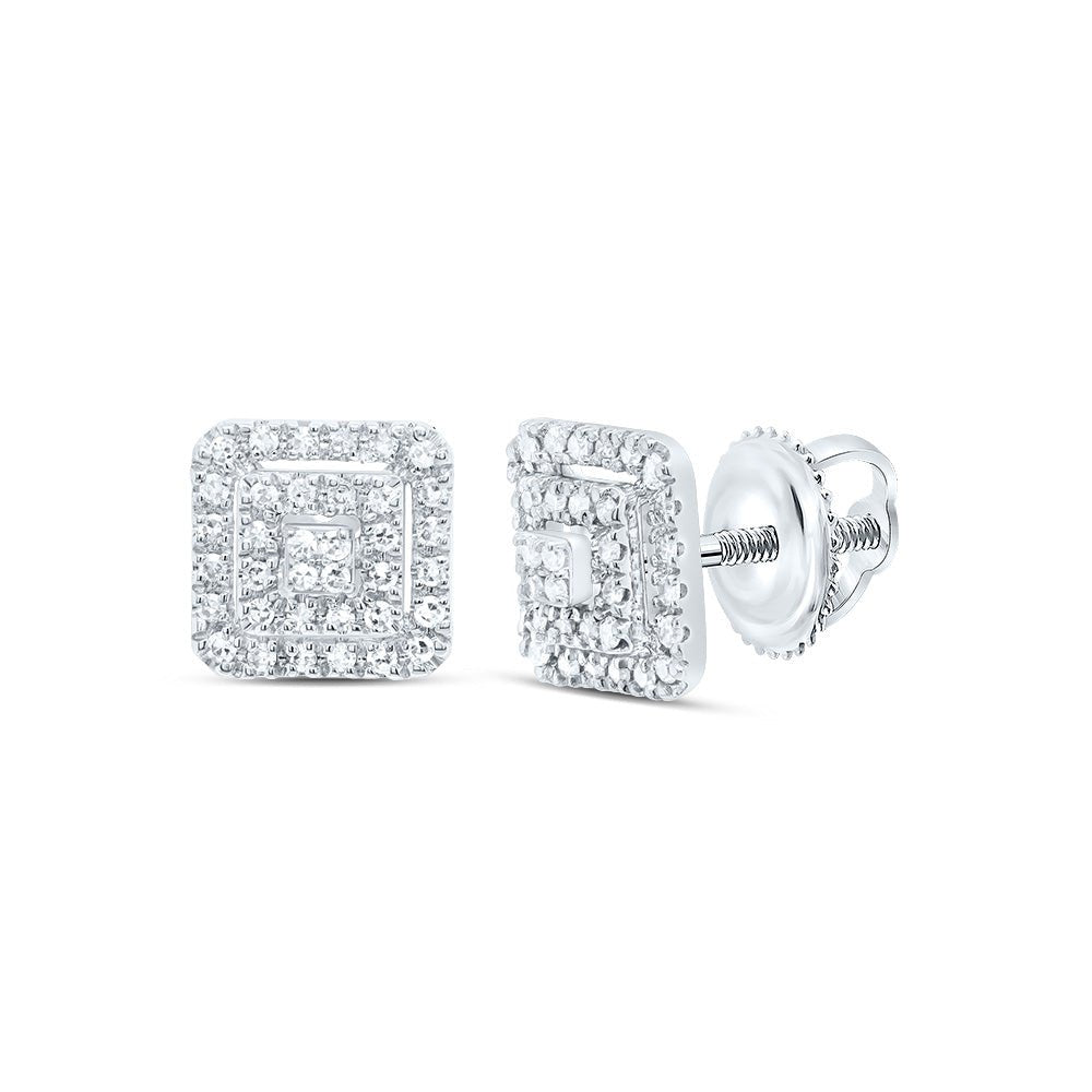 10K White Gold Diamond Stud Earrings with Elegant Styling - Splendid Jewellery