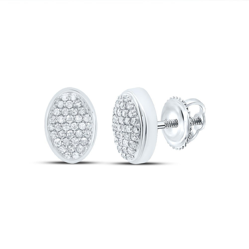 10K White Gold Oval Diamond Stud Earrings - Splendid Jewellery
