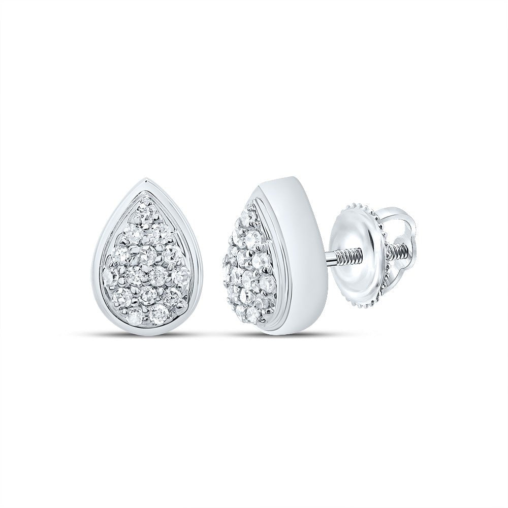 10K White Gold Modern Diamond Earrings with Fine Detail - Splendid Jewellery
