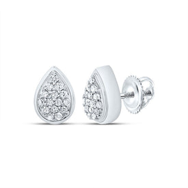 10K White Gold Modern Diamond Earrings with Fine Detail - Splendid Jewellery