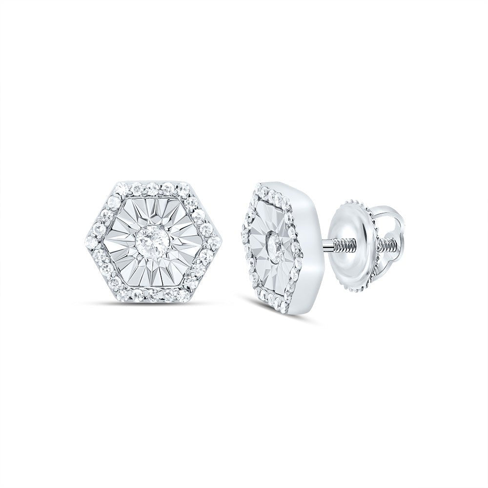Diamond Stud Earrings in 10K White Gold with Natural Sparkle - Splendid Jewellery